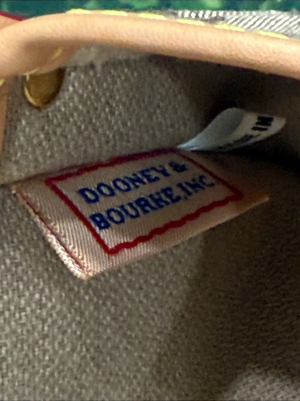 Dooney & Bourke Brown Tan Signature Canvas Wristlet Clutch Wallet Leather Strap